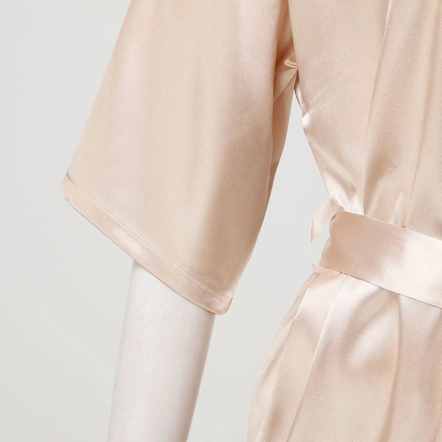 Womens Long Satin Robe Short Sleeve Kimono Silky Satin Bathrobe Bridesmaids Robe Loose Fit Sleepwear Soft Nightgown For Women