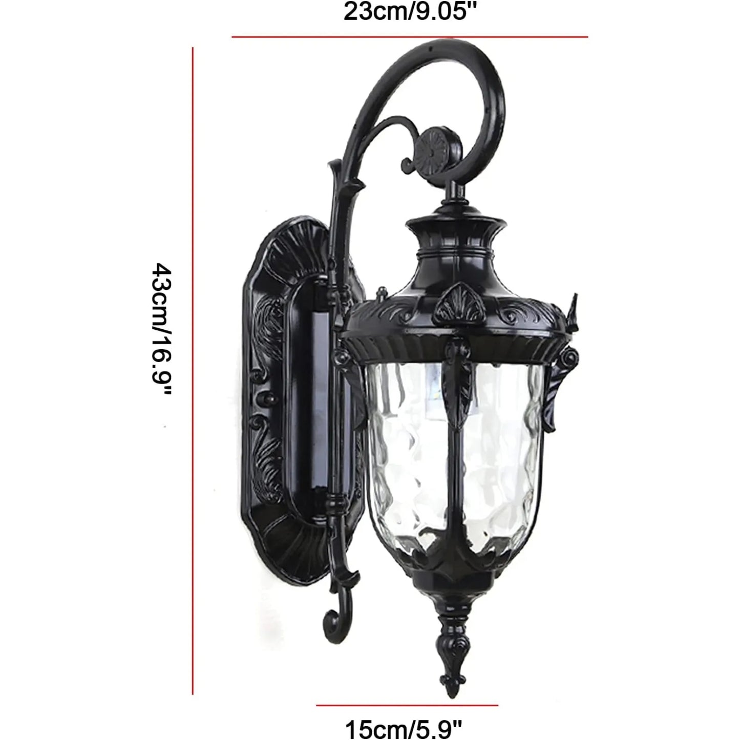 Waterproof Sconce Porch Lamp Wall Mount with Glass Shade Porch Lights Outdoor Wall Light Fixture Black for Outdoor/Indoor Home