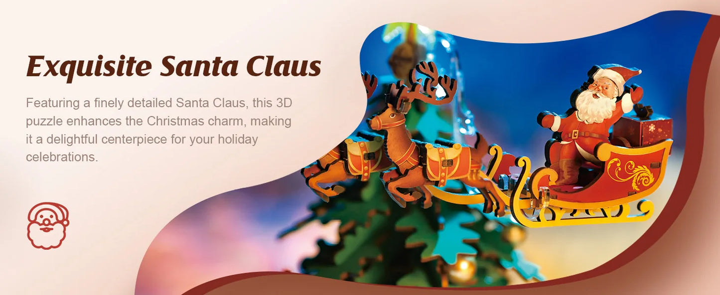 Robotime 3D Wooden Puzzles Music Box Christmas Melody Tree Wooden Model Kits for Adults to Build Best Gifts for Adults and Kids