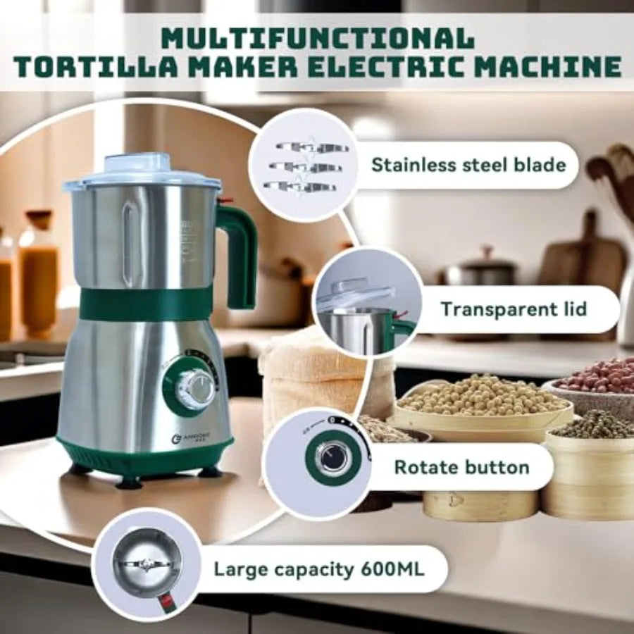 Electric Spice and Nut Grinders with 3 Stainless Steel Blades 1 Filter 1 Brush - 500W Kitchen Grinder for Dry Use Green