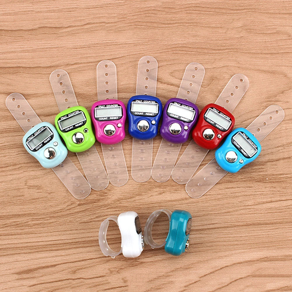 Electronic Finger Counter Ring w/ LED Digital Row Tally Stitch Marker Pedometer