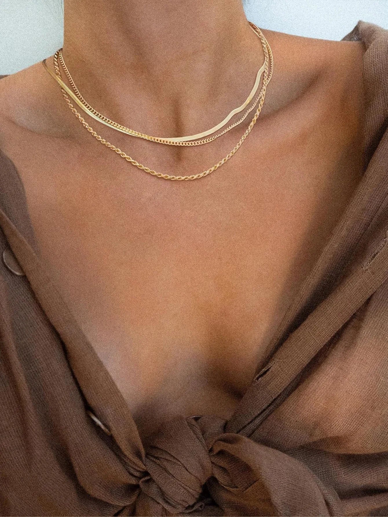 1 Pieces Women Y Shaped Necklace Set Exquisite Gold Snake Chain Minimalist Layered Jewelry Gift for Her Birthday Anniversary