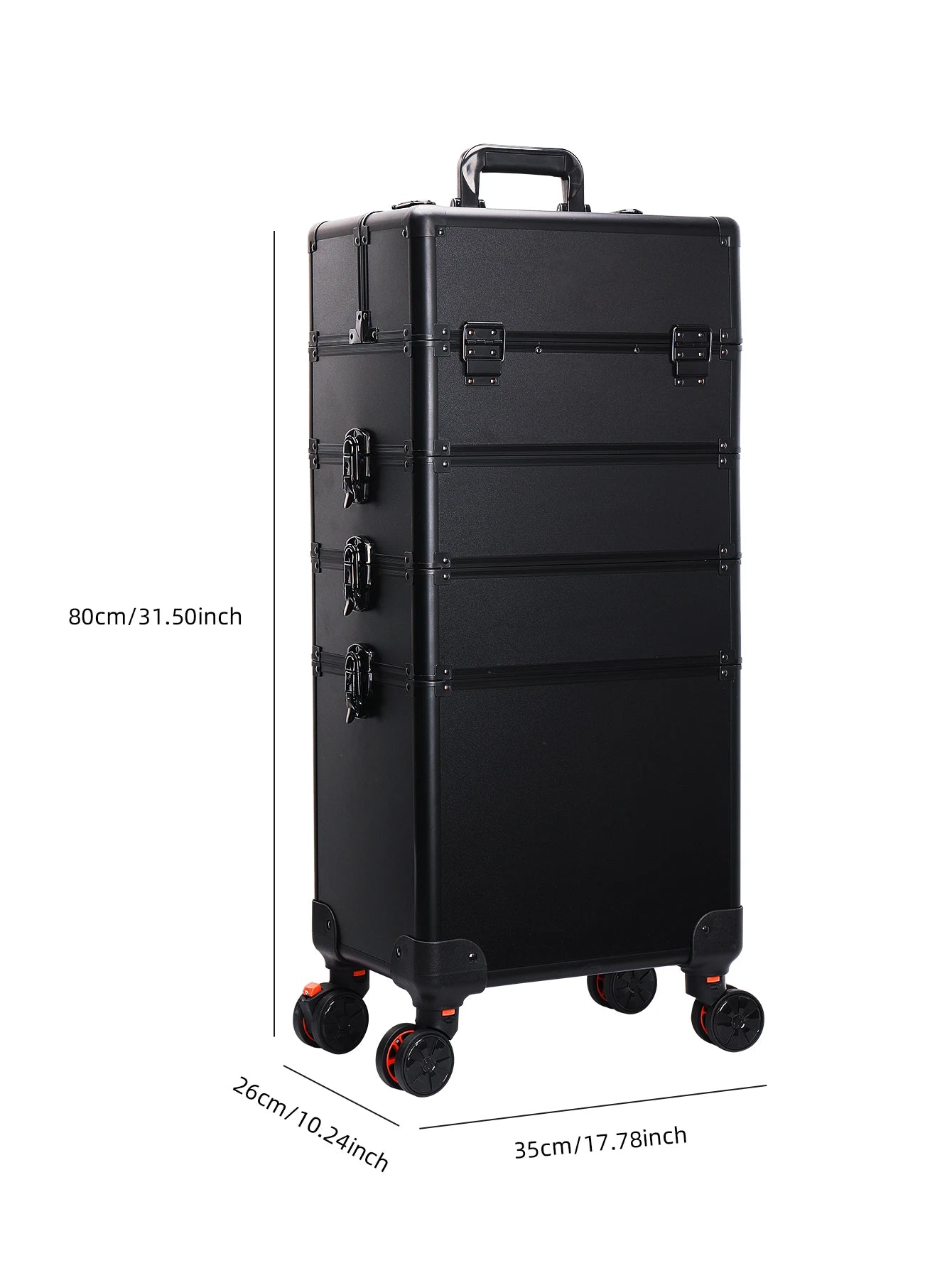 4 in 1 Professional Makeup Train Case Aluminum Rolling Cosmetic Case On Wheels Artist Makeup Organizer Storage with Trays