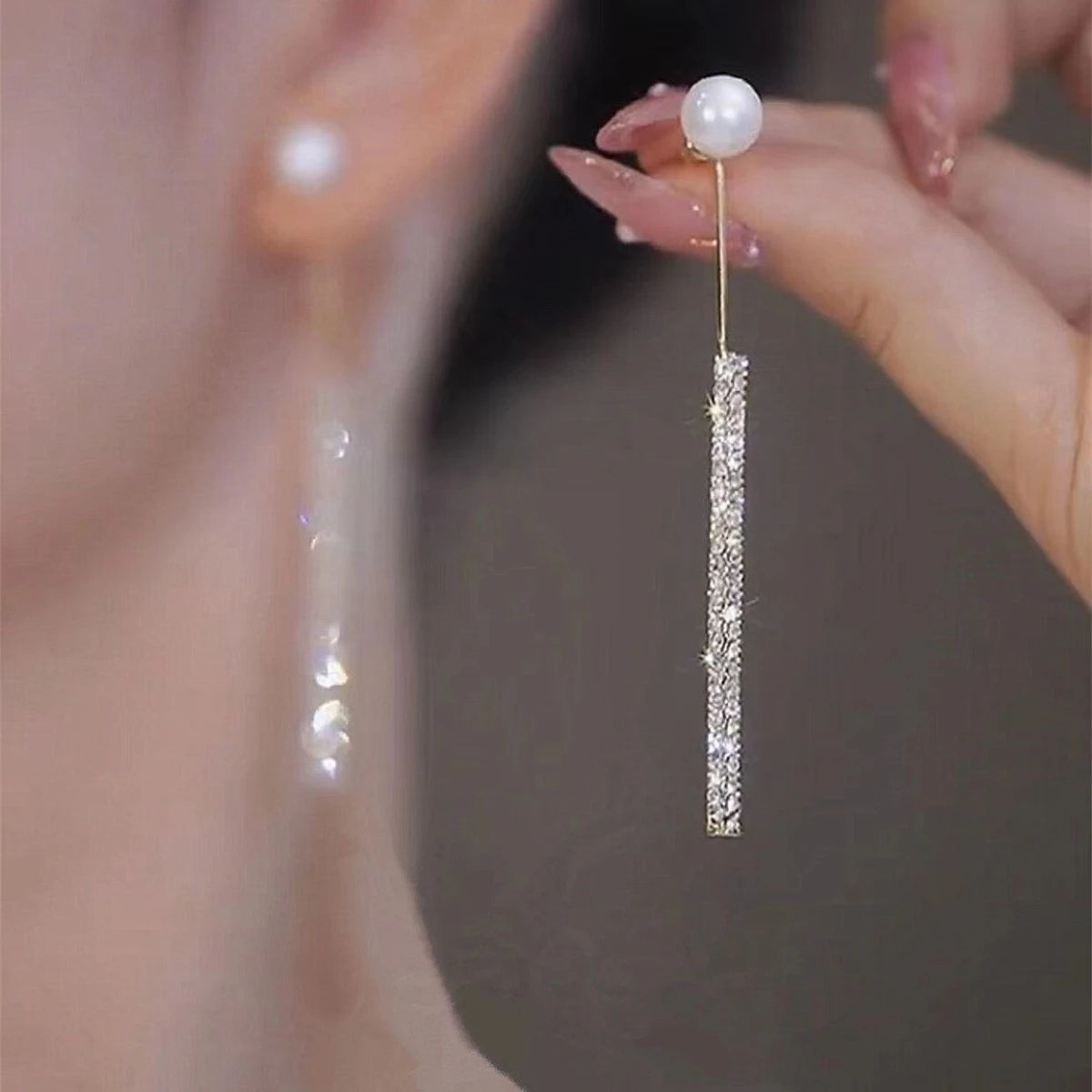 Women's Silver Needle Bow Studded With Diamond Pearl Earrings, Fashionable And Niche Design, High-end And Refreshing Earrings