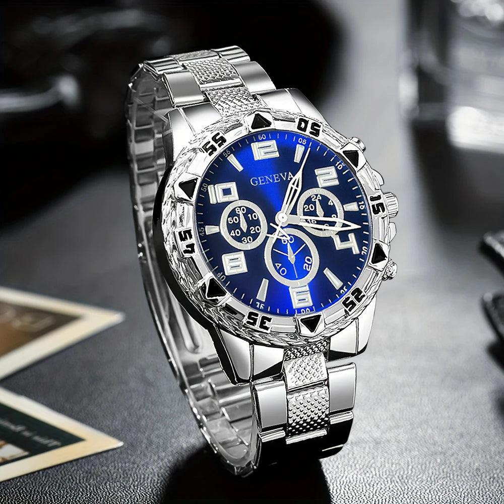 Men's Fashion & Business Casual Quartz Watches - Round Alloy Case, Three-Eye Design, Large Dial, Christmas Gifts