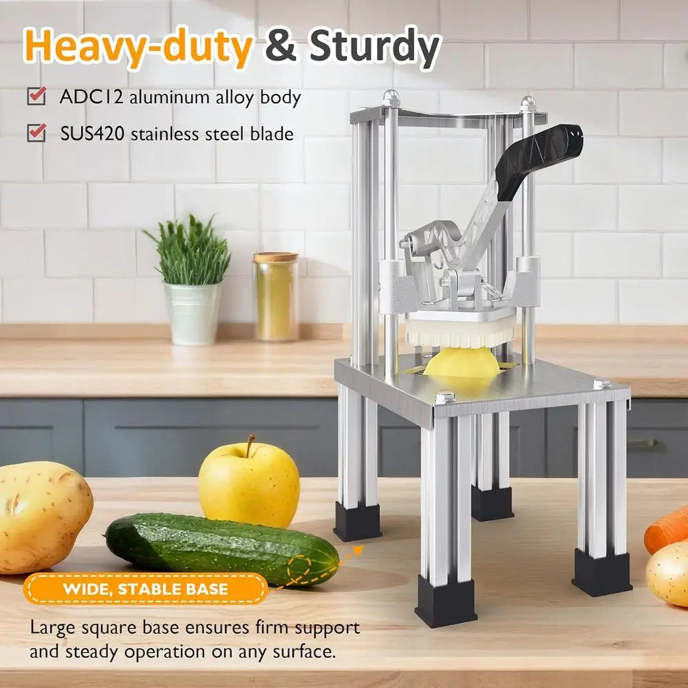 Heavy Duty Potato Slicer with 2 Replaceable Blades, 1/2 and 3/8