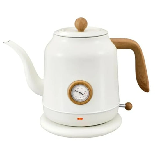 1.2L Electric Gooseneck Kettle with Thermometer for Coffee Tea Stainless Steel Silver Precision Temperature Control