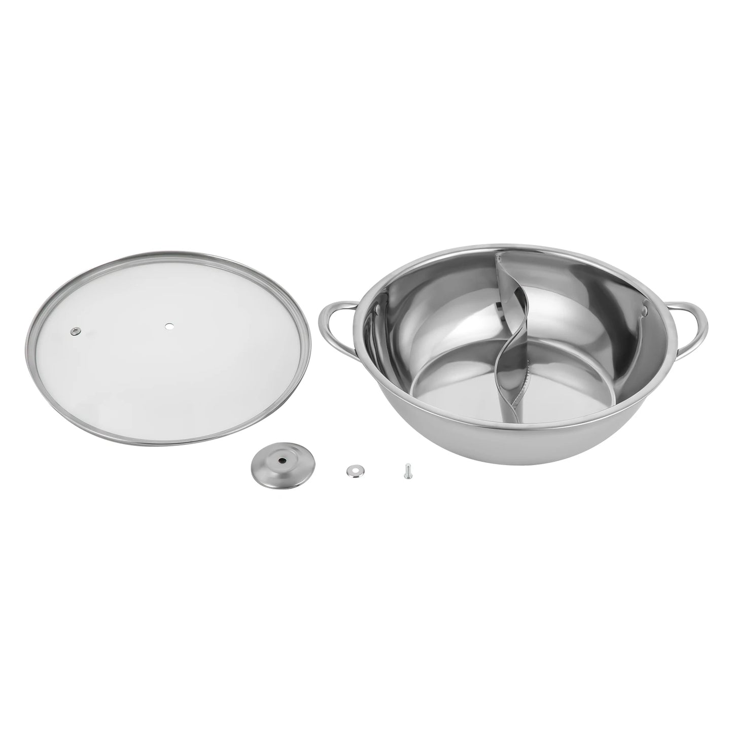 Hign-concerned Shabu Shabu Pot With Divider Glass Lid Stainless Steel