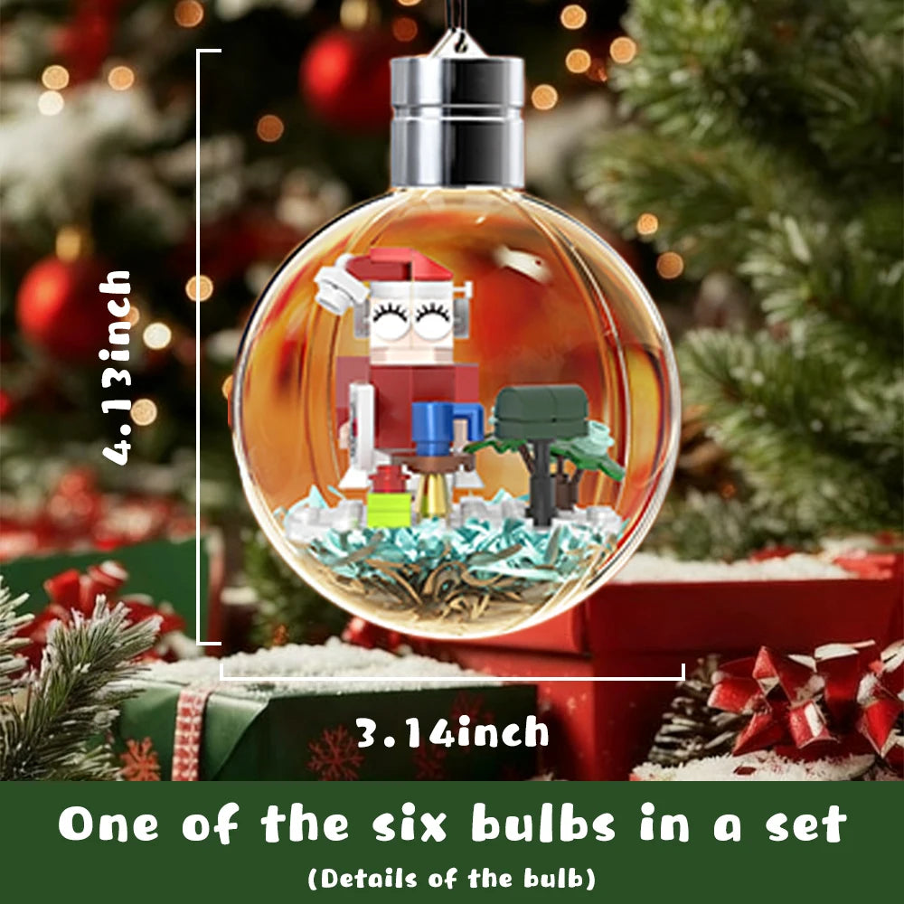 Shipped from the US 6-in-1 Christmas Bulbs Building Blocks with LED Strips Family Party Decor Kids Brick Toy Gift Night Lamp New