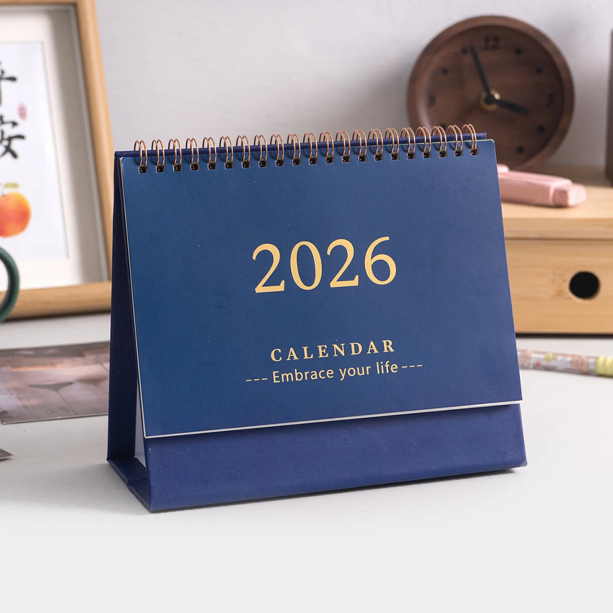 1 pc New 2026 Monthly Desktop Calendar, Portable Foldable, Back Memo, School Office Desktop & Holiday Decoration, Home Essential