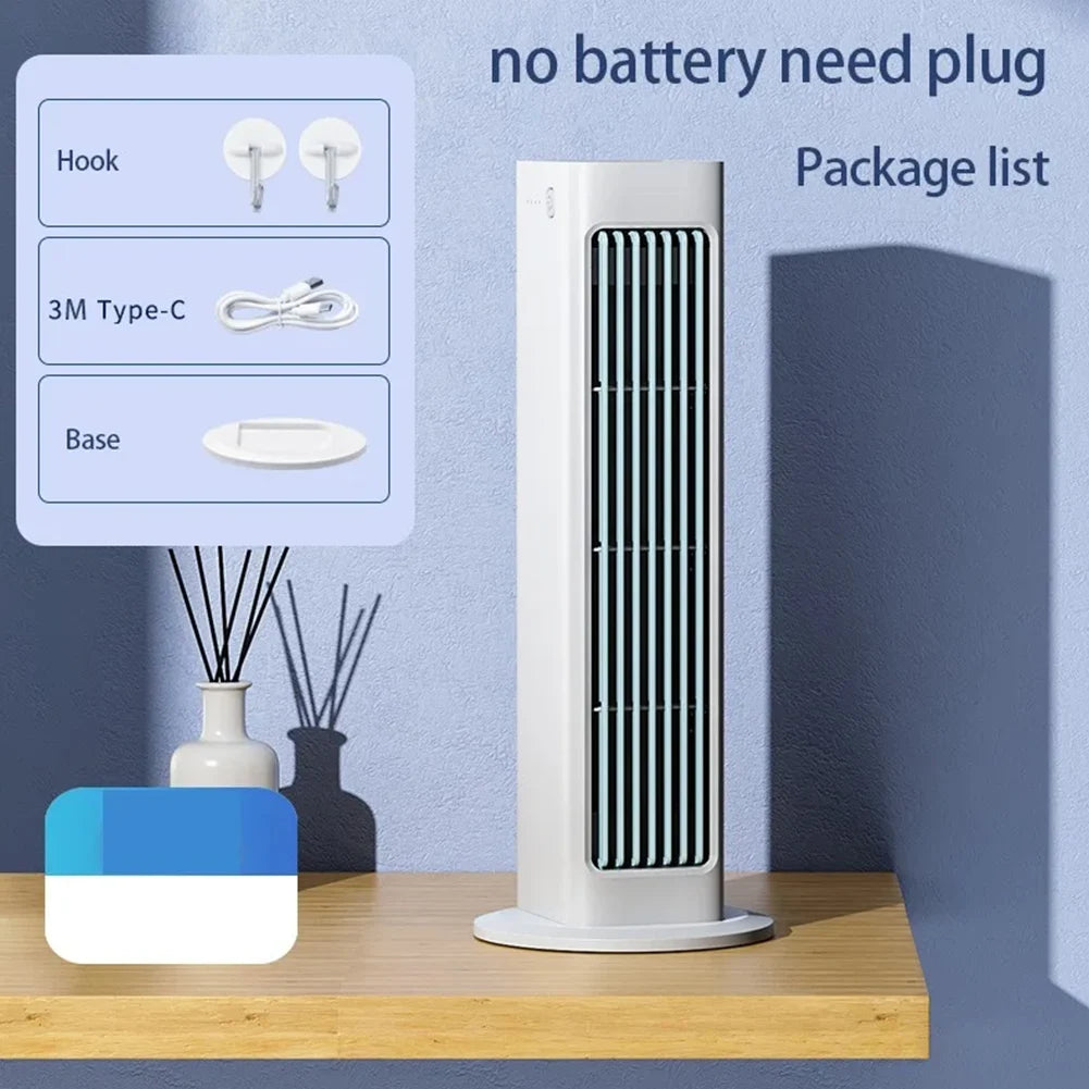 3000mAh Tower Fan Wall Mounted Leafless Fan 3 Mode Silent Air Conditioner Fan Strong Wind Electric Fan for Home Office Bedroom