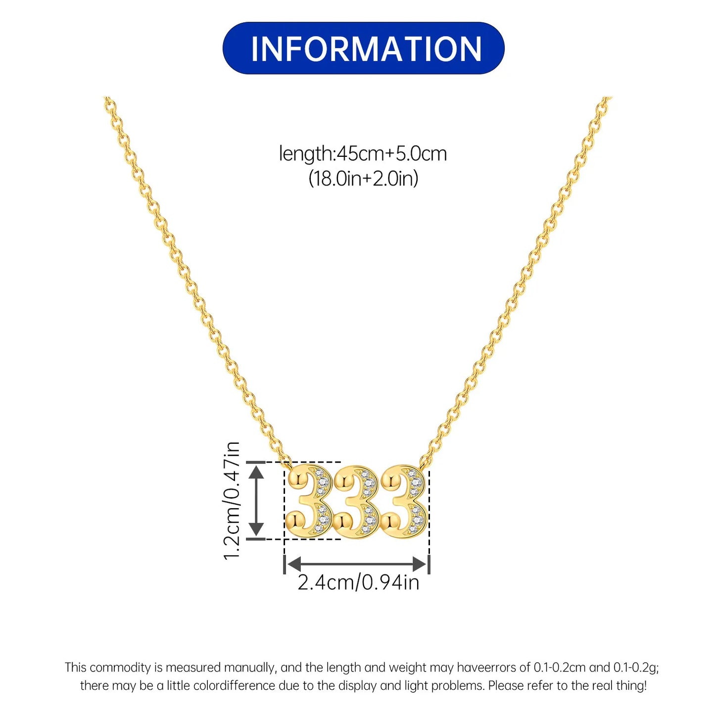 Original 18K Gold 222 333 444 777 Lucky Number Pendant Necklace for Women Birthday 925 Sterling Silver Jewelry Gifts Angel 2026