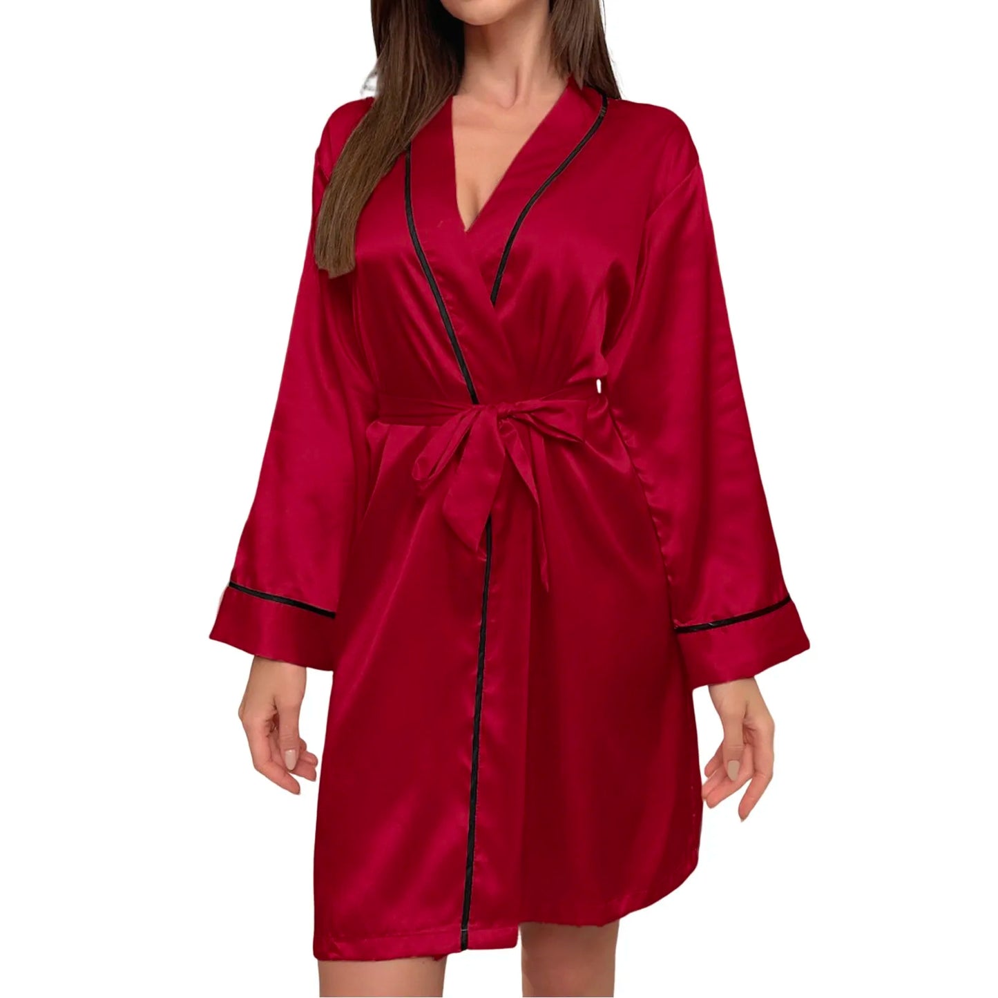 New Home Clothed Robe Women's Imitation Silk Pajamas Simple Kimono Comfortable Cute Robes For Women Loose Fit Bridesmaid Robes