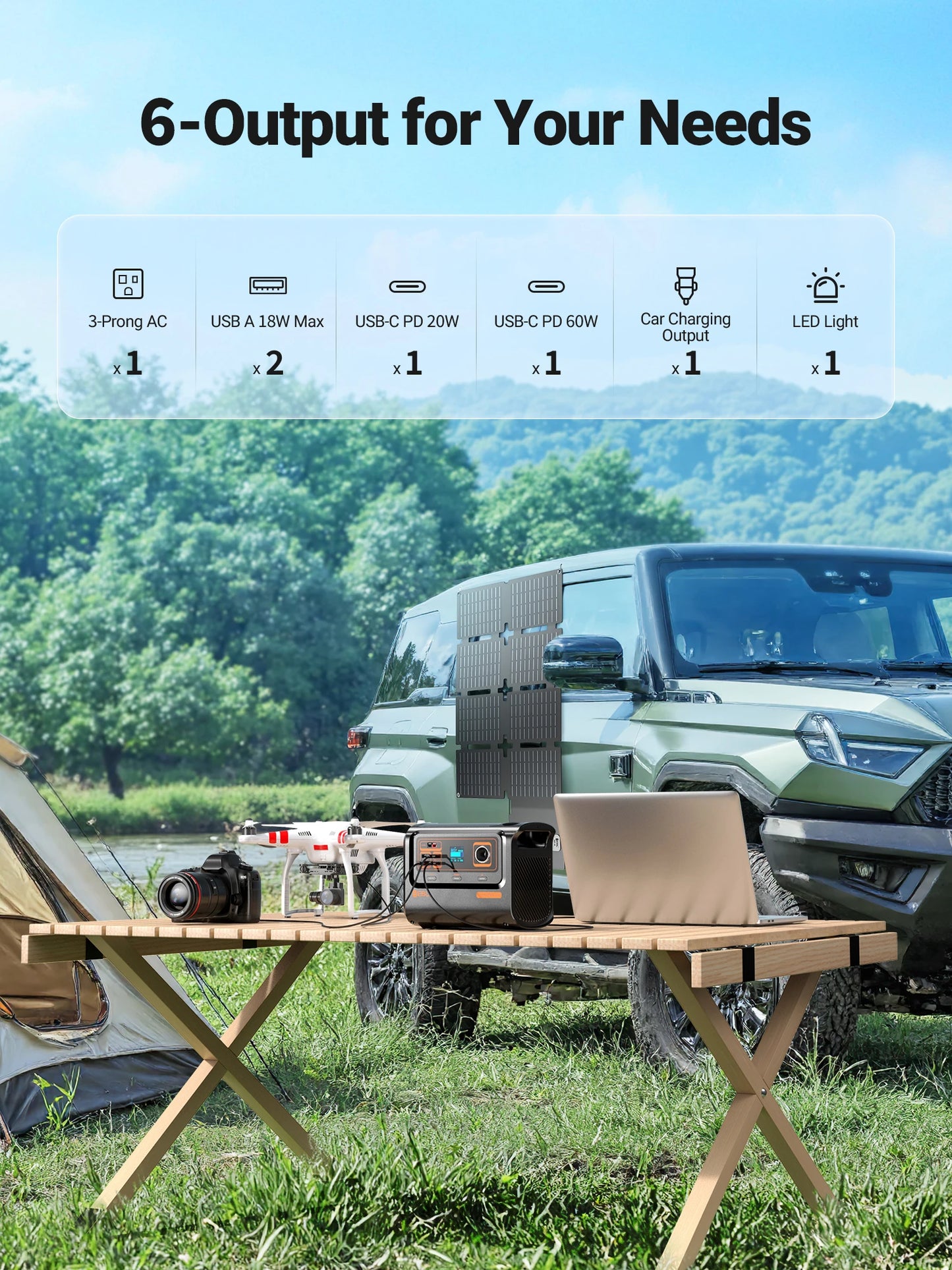 EBL 300W Portable Power Station with 40W Solar Panel, AC/60W USB-C Fast Charging, 238Wh LiFePO4 Solar Generator for Camping Home