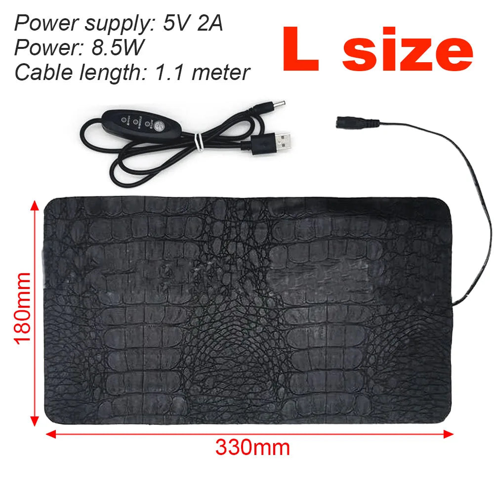 Pet Heating Pad Reptile Warm Heater USB Electric Blanket Warm 3 Gear Adjustable Temperature Controller Incubator Mat Heated Pad