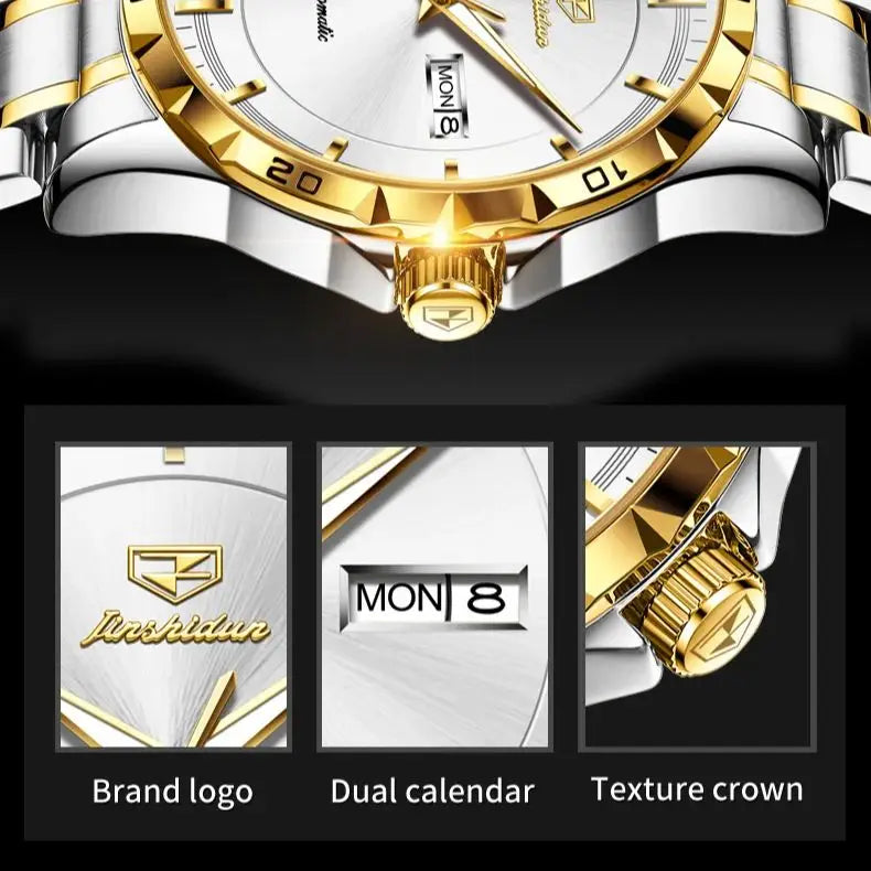 JSDUN 8964 Luxury Brand Men Watch Auto Date Deep Waterproof Stainless steel High Quality Automatic Mechanical Watch for Men