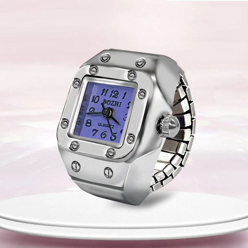 Kiss Jewelry Vintage Y2K Finger Watch Rings for Women Men Elastic Stretchy Roman Quartz Mini Watches Rings Punk anillos Gift