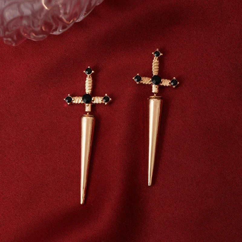 Gothic Sword Earrings Gothic Removable Sword Ear Jacket Dagger Earrings Dagger Earrings Front Back Earrings Wholesale