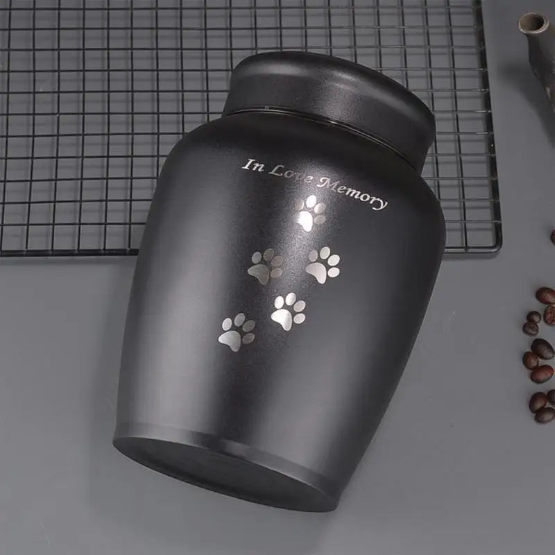 Metal Dog Urn Cat Ashes Stainless Steel Pets Urn Puppy Cremation Box Dogs Funerary Container Pets Memorial Funerary Supplies