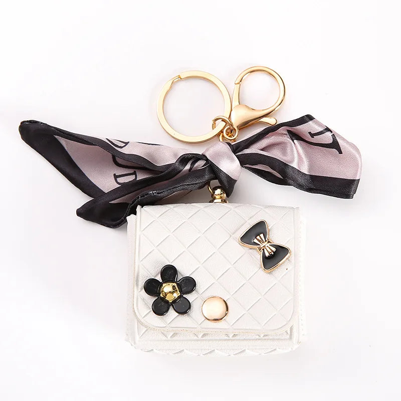 Fashion Leather Earphone Storage Bag Mini Creative Keychain Solid Color Pendant Earphone Case Bluetooth Headset Cover