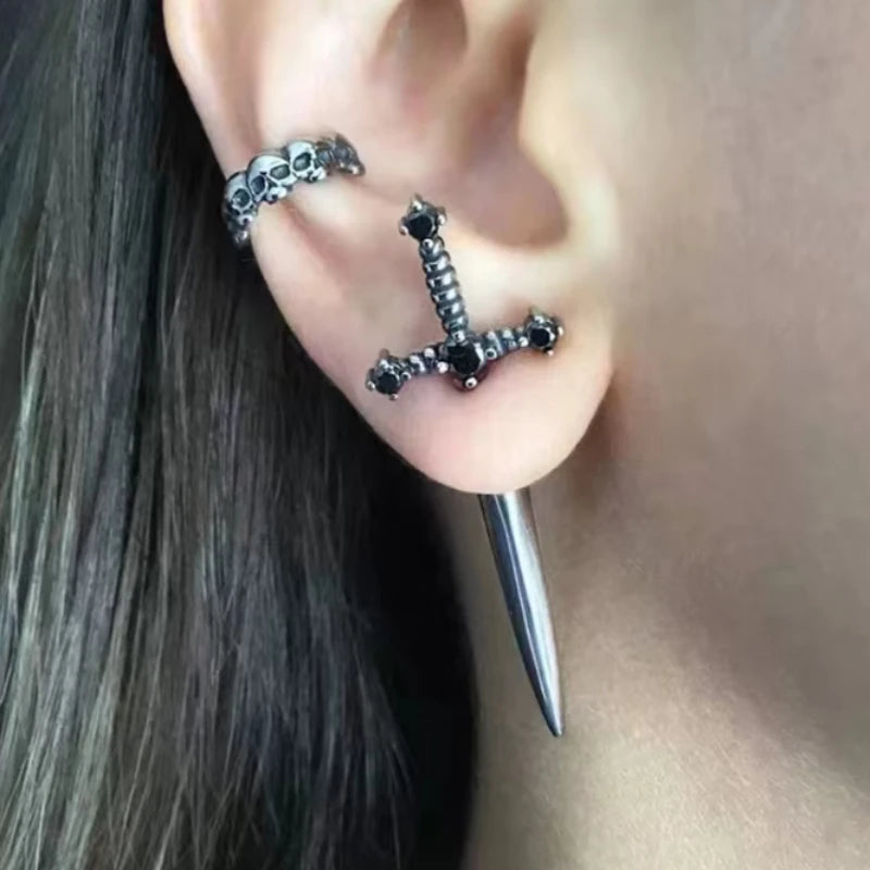 Gothic Nearby Sword Earrings Vintage Cool Punk Ear Cuffs Gothic Dagger Earrings Women's Jewelry Accessories Gifts