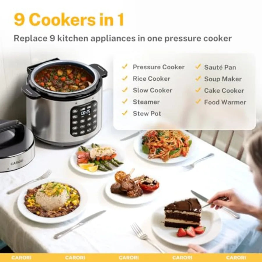9-in-1 Electric Pressure Cooker 1000W Instant Multi-Cooker with IMD Touchscreen Silver 8 Qt Non-Stick Pot Rice Cook Slow Cook S