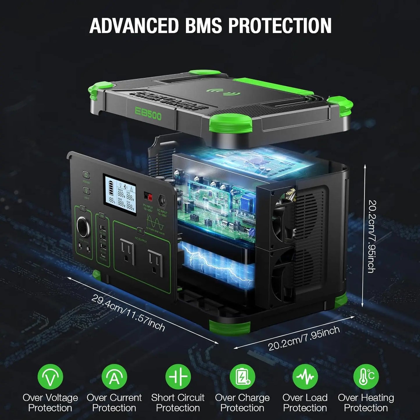 500W Portable Power Station (1000W Peak), 2x 110V AC Outlets & 60W USB-C PD, 10-Output Portable Power Bank with, Customized