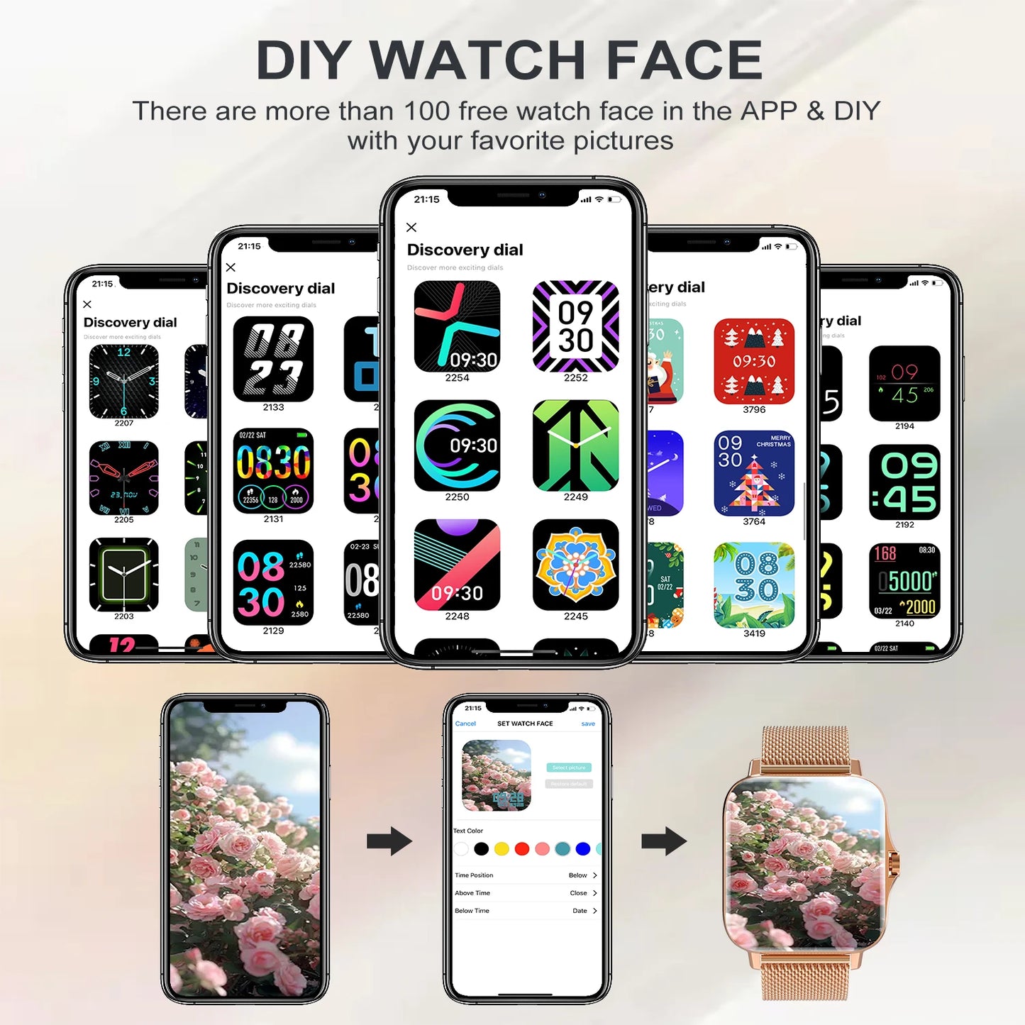1.69" Touchscreen Smartwatch | Wireless Calls Watch, Fitness Tracker for iPhone/Android, Sports Watch, Great Gift for Family