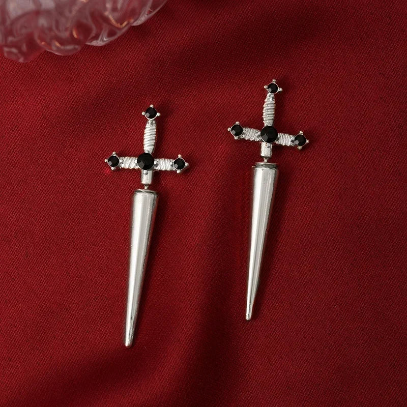 Gothic Sword Earrings Gothic Removable Sword Ear Jacket Dagger Earrings Dagger Earrings Front Back Earrings Wholesale