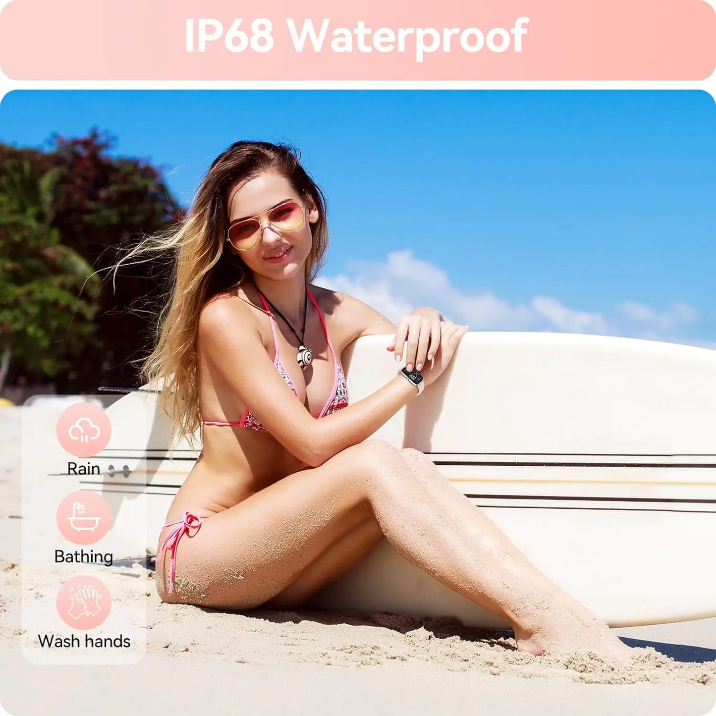 Fitness Tracker with Heart Rate Blood Oxygen Sleep Monitor, IP68 Waterproof Activity & Pedometer, smart Watches for Women Men