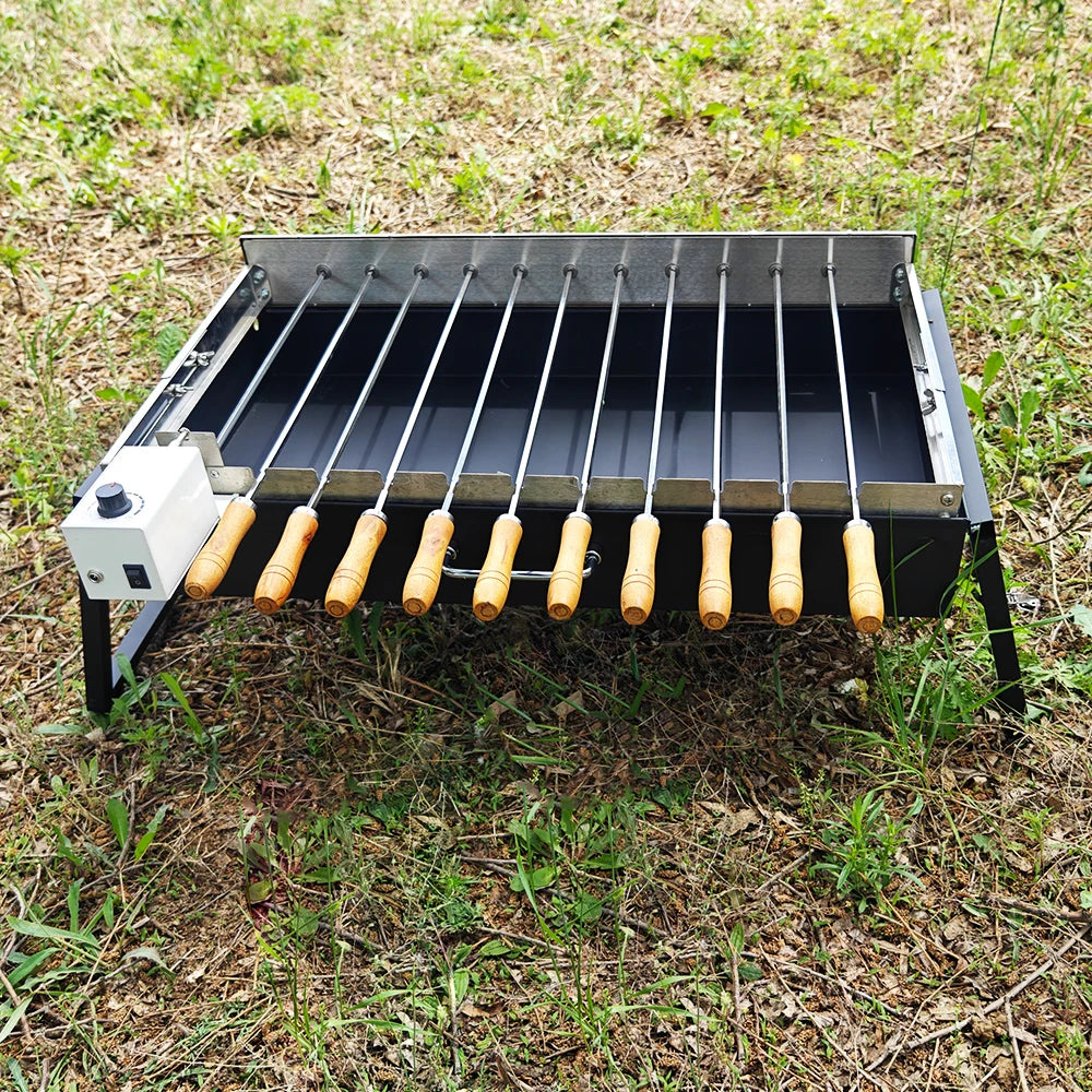 HDWYSY.COM Portable Charcoal Grill Stainless Steel With Rotating Skewers