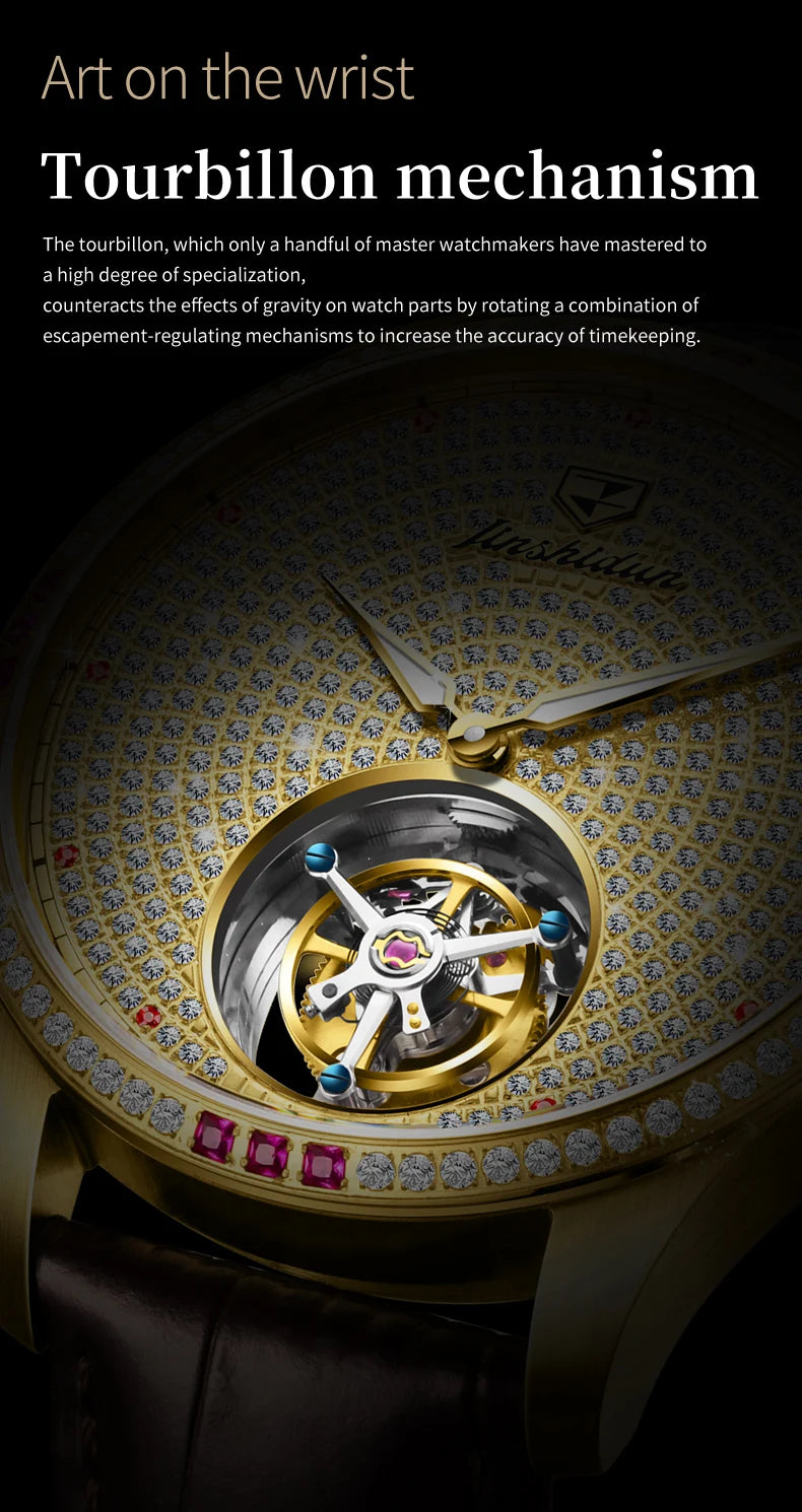 JSDUN High Quality Men Watch Tourbillon Movement Automatic Mechanical Watch Waterproof Luminous Original Luxury Male Wristwatch