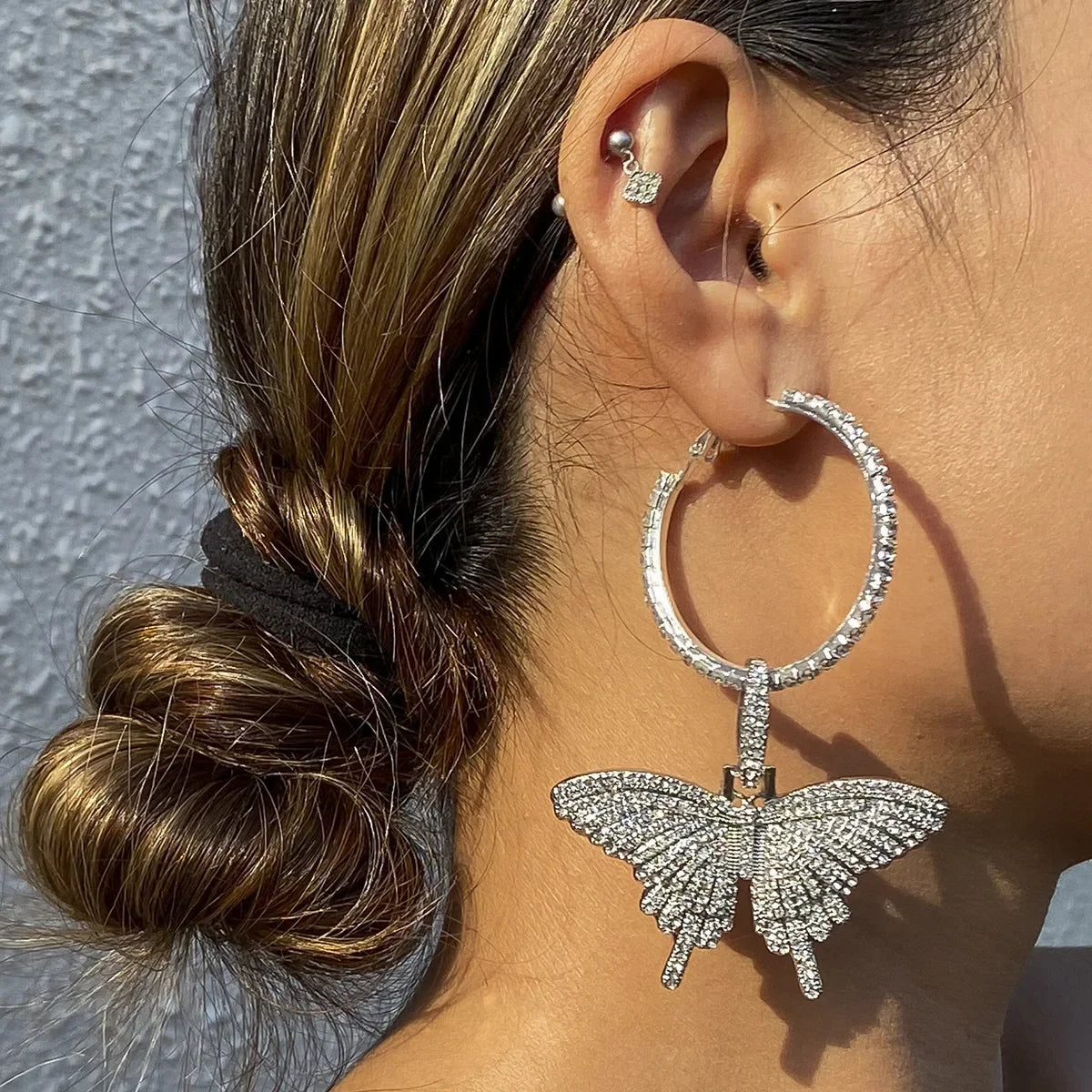 2026 New Butterfly Zircon Earrings women's Korean jewelry literary style earrings net red temperament simple new earrings