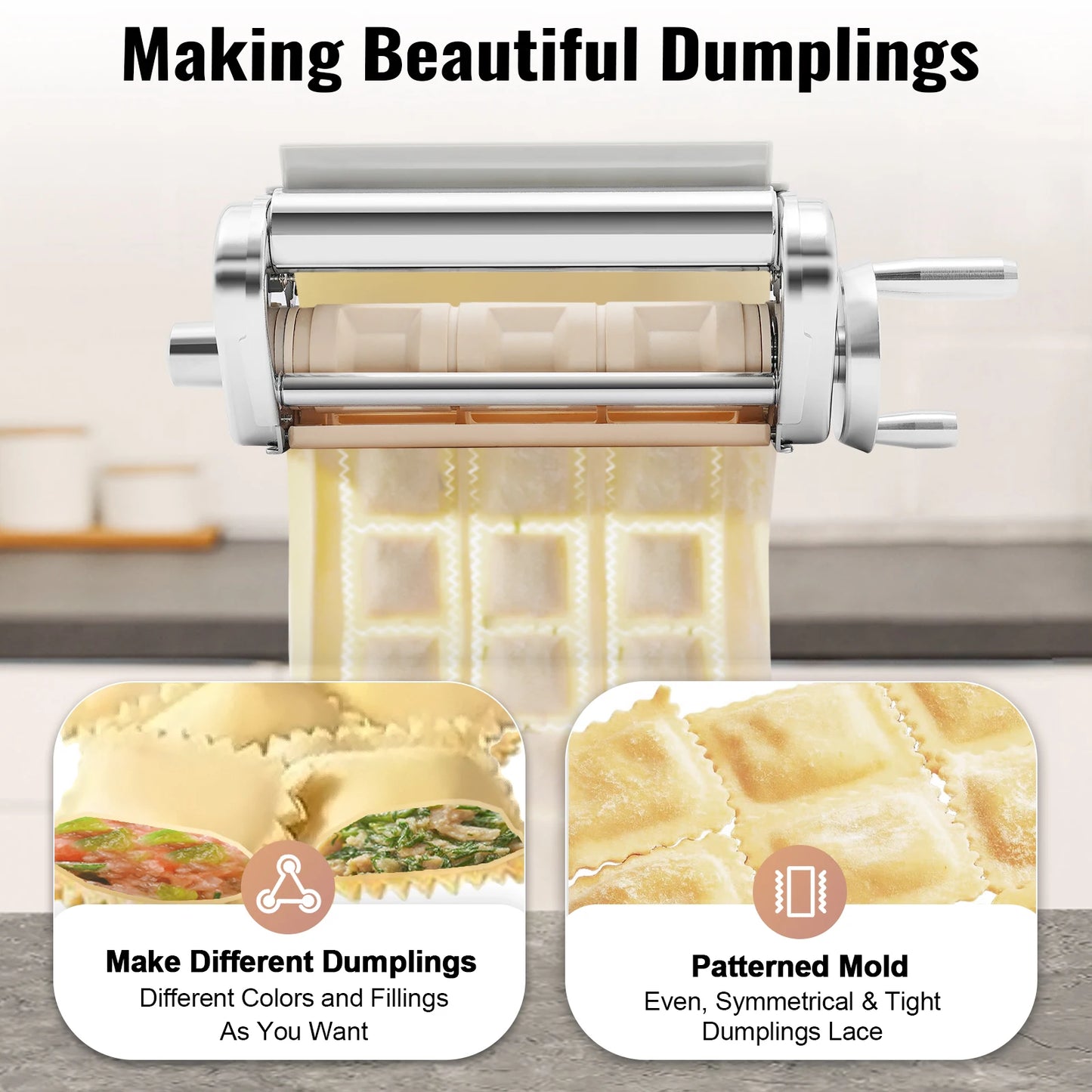 Ravioli Maker Attachment,Multipurpose Manual Ravioli Maker,Stainless Steel Dumpling Maker Attachment,for Home & Restaurant