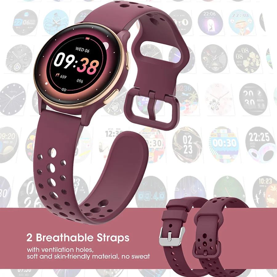 Women's smartwatch, ultra-clear screen activity tracker for iPhone/Android, more than 110 sports modes，purple