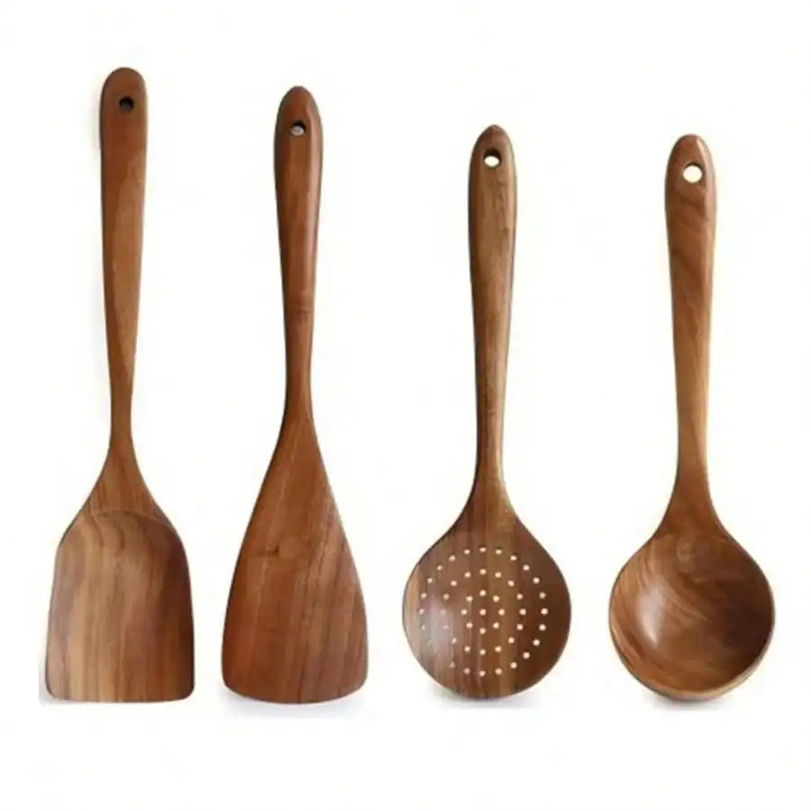 10-Pcs Sturdy Wooden Spoons Set - W/Storage Box, Heat-Resistant, Kitchen Baking Utensils