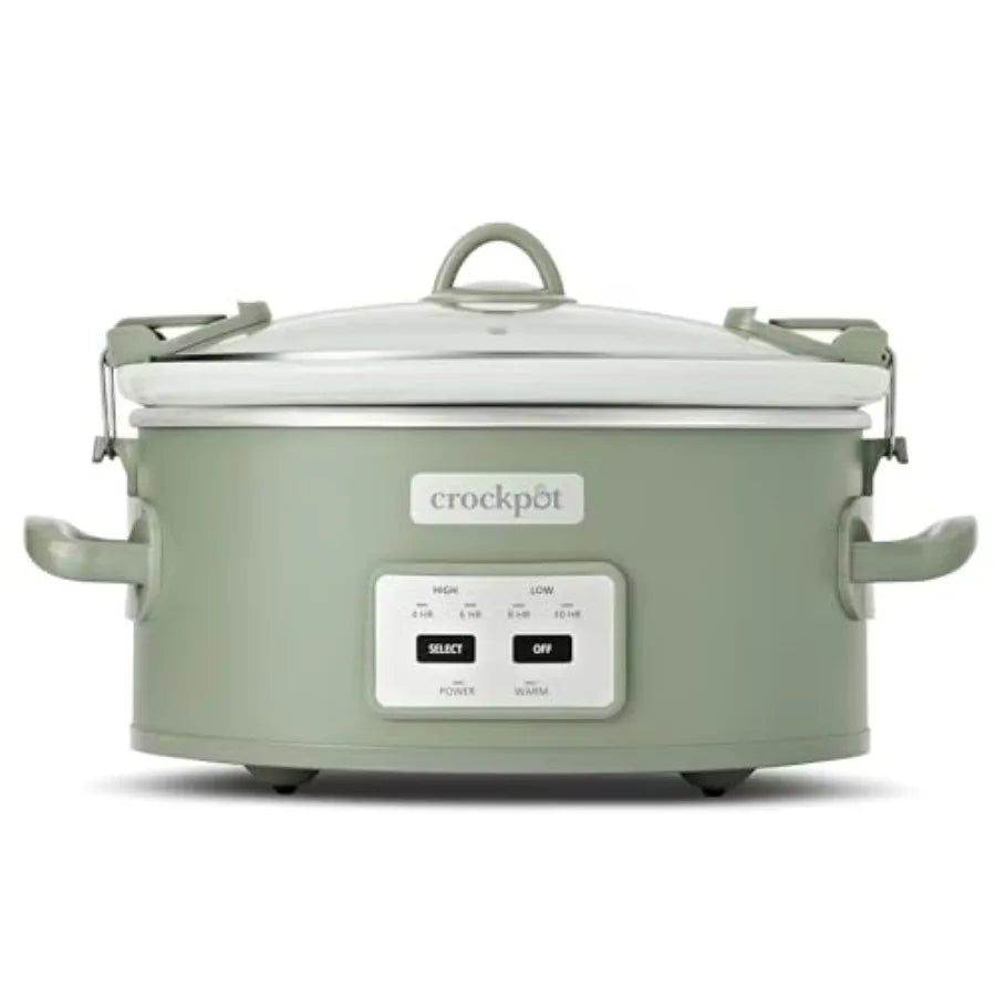 6qt Cook and Carry Programmable Slow Cooker with Locking Lid in Moonshine Green for Easy Transport and Convenient Cooking