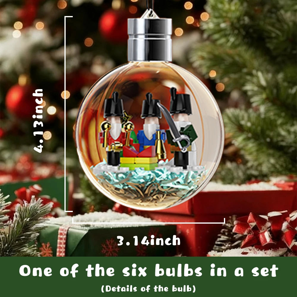 Shipped from the US 6-in-1 Christmas Bulbs Building Blocks with LED Strips Family Party Decor Kids Brick Toy Gift Night Lamp New
