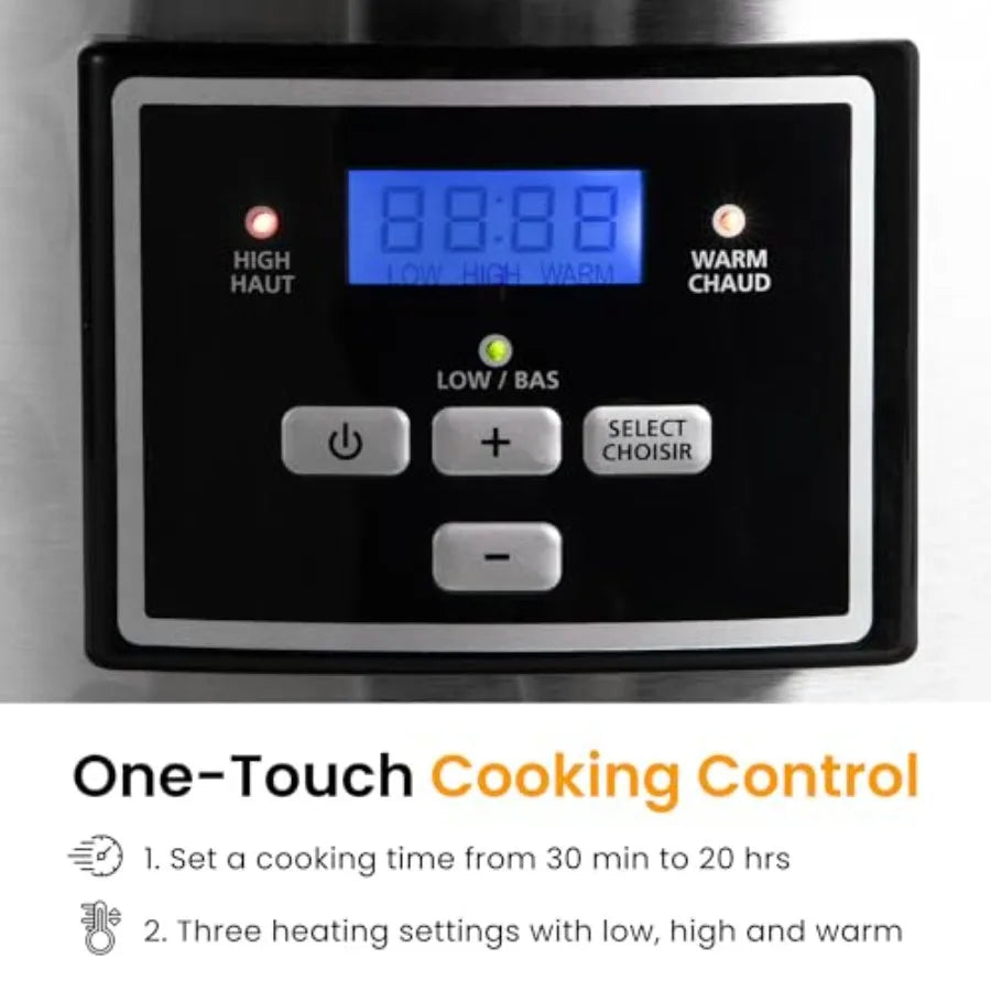 Programmable Slow Cooker Multi-Cooker with 2 in 1 Silicone Liners 6 QT Food Warmer Digital Timer 3 Adjustable Temp Dishwasher S