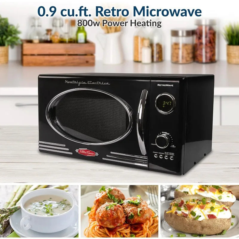 XMSJ Retro Microwave Oven 800 Watt Countertop Kitchen Appliance