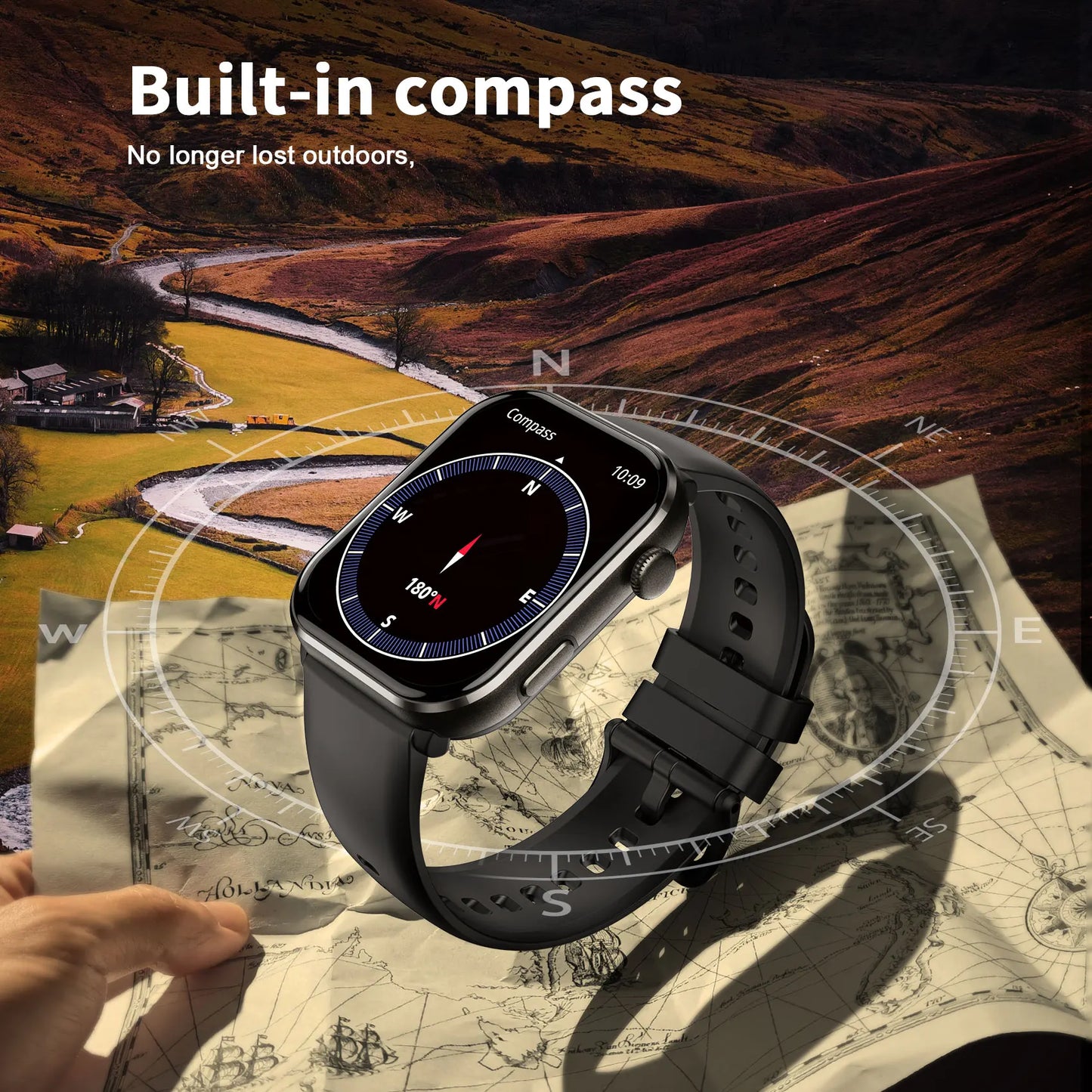 SOPZTENI R60 Smartwatch 1.96'' AMOLED HD Screen Bluetooth Call Watch for Men Women Blood Oxygen Health Monitoring Fitness Watch