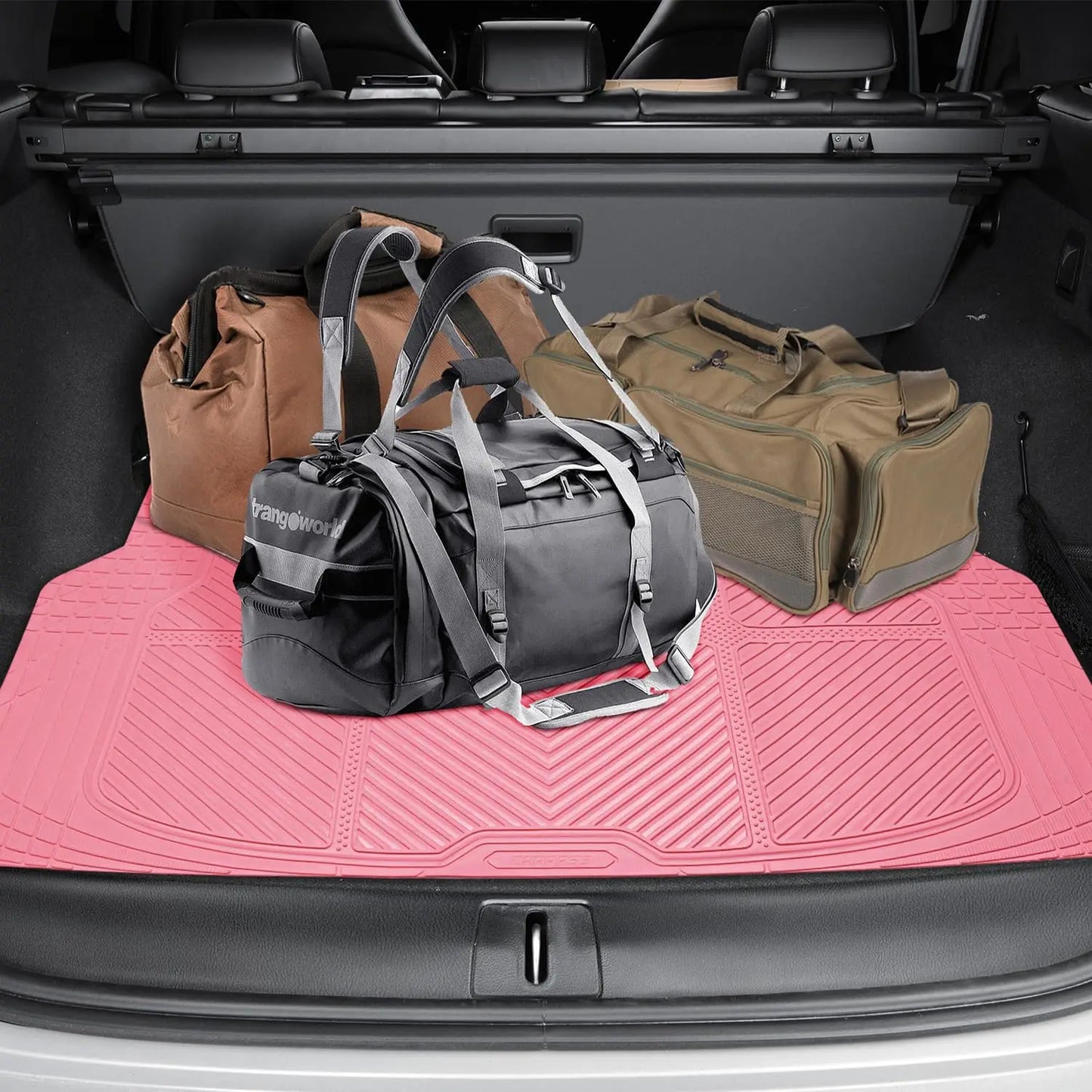 Pink Heavy Duty Rubber Floor Mats Full Set with Trunk Liner - Universal Waterproof All Weather Car Mats for Women SUV Truck