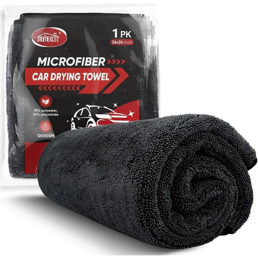 Super Absorbent Microfiber Drying Towel - 1200GSM, Streak-Free for Car, Truck, SUV Wash