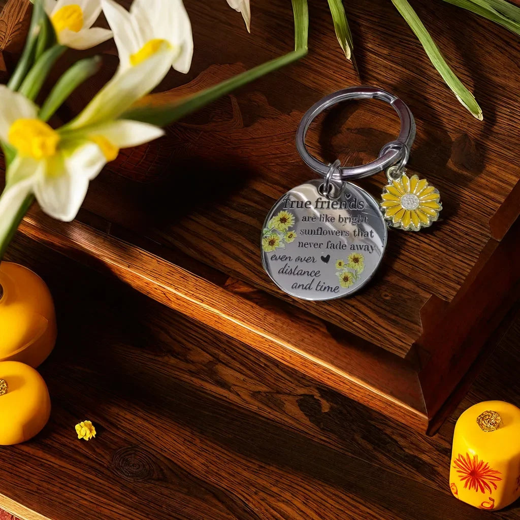 1Pc True Friends Gift Friendship Sunflower Keychain for Best Girlfriend Birthday Gift for Girlfriend Departure Gift Urn Pet urn