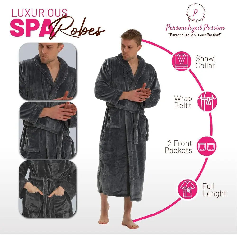 Couple Robes with Custom Names, Soft Matching Bathrobes for Women & Men (2pc)