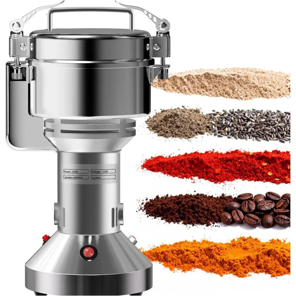 650W Electric Grain Mill Grinder, 150g High-Speed Stainless Steel Dry Food Grinder for Wheat, Rice, Corn, Spices & Herbs, with T