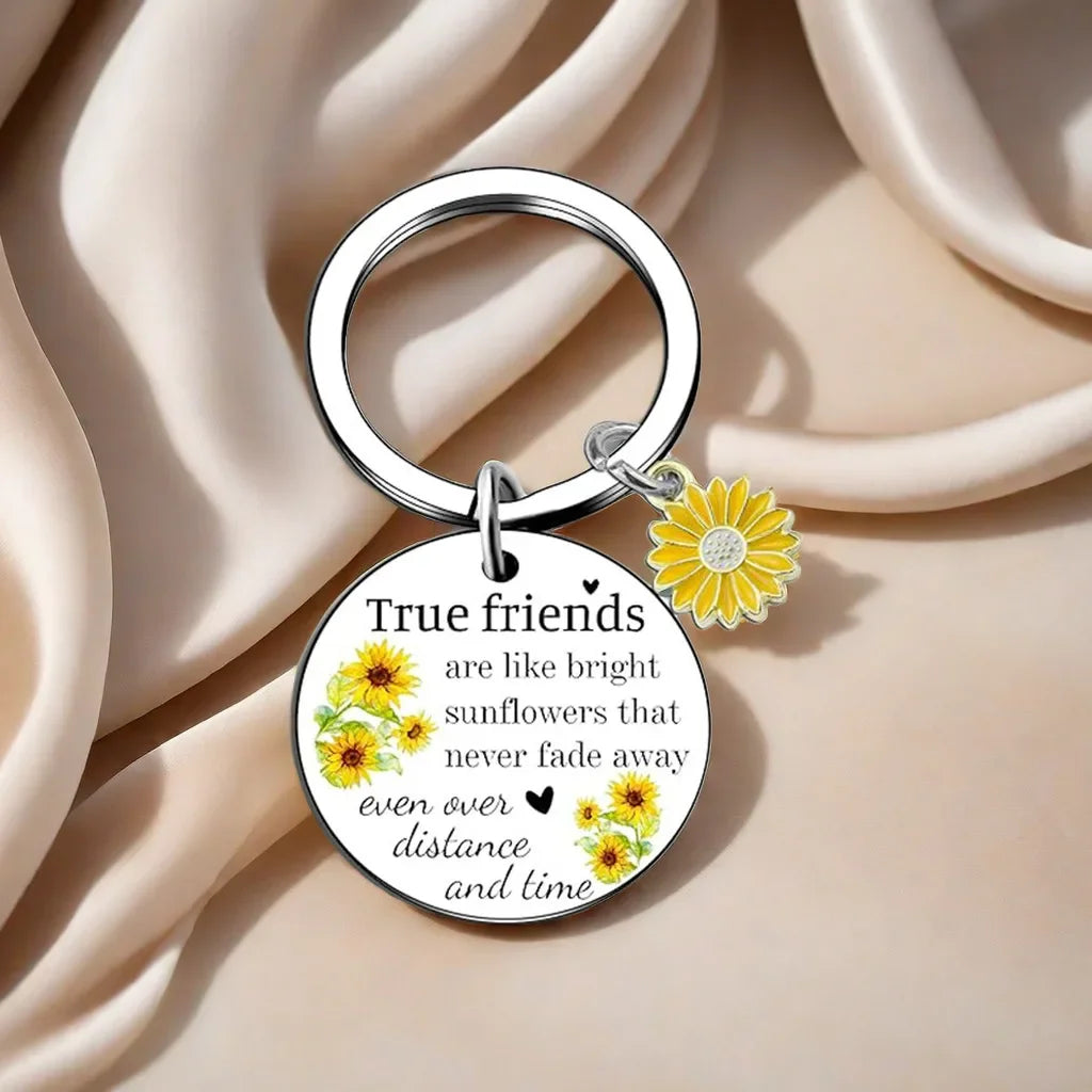 1Pc True Friends Gift Friendship Sunflower Keychain for Best Girlfriend Birthday Gift for Girlfriend Departure Gift Urn Pet urn