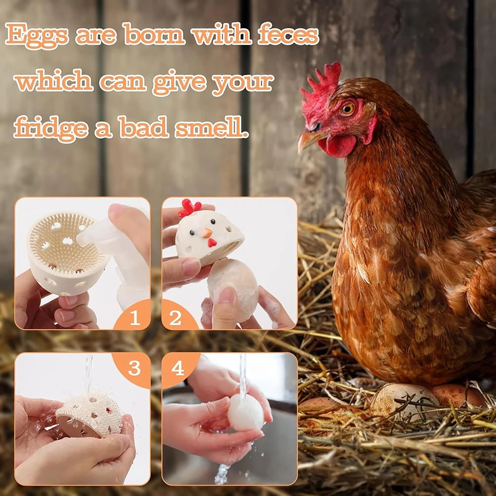 2PCS Silicone Egg Cleaner for Fresh Eggs,Egg Washer for Fresh Eggs, Reusable Cleaning Tools for Chicken Coop Accessories
