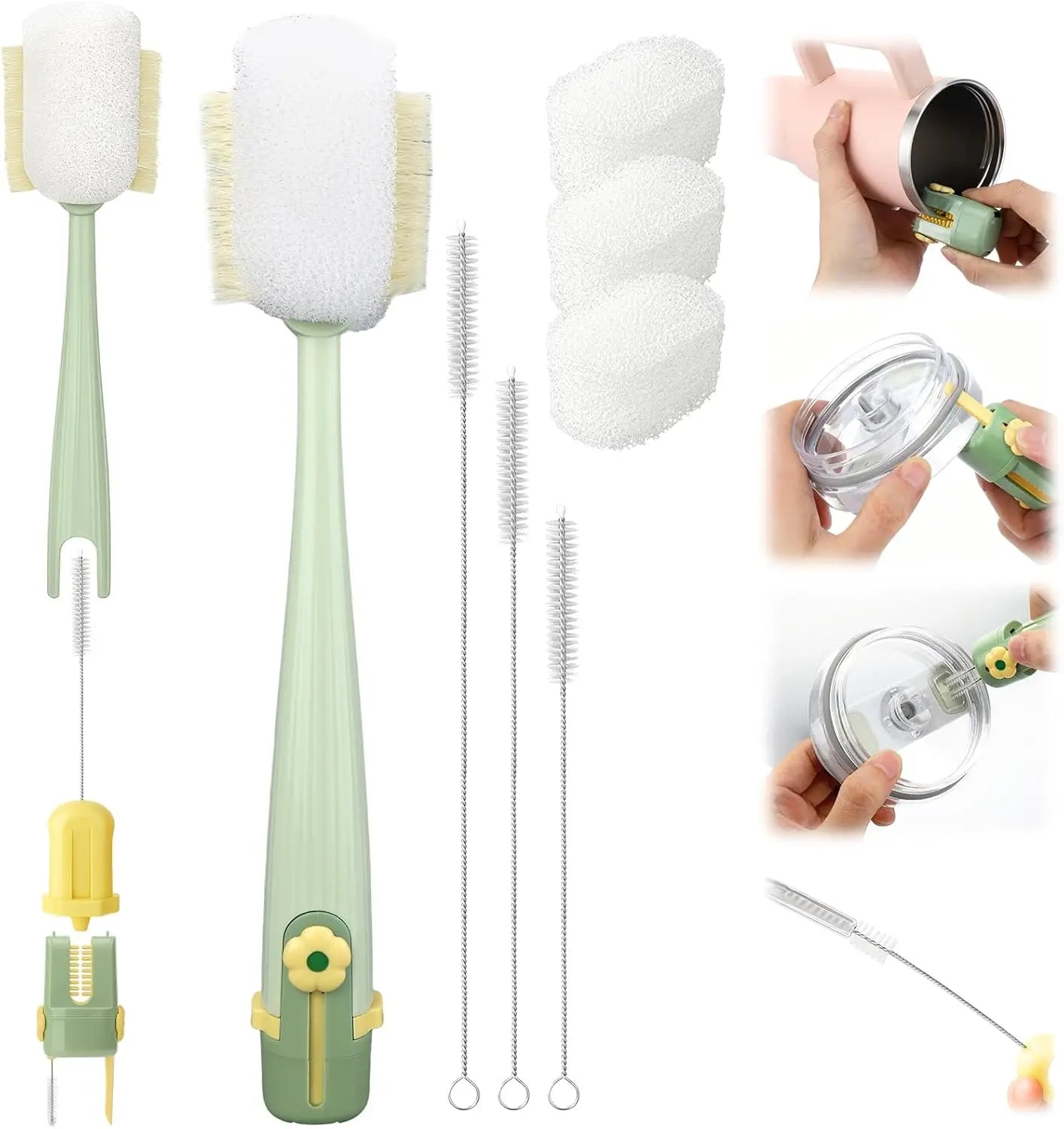 5-in-1 Multifunctional Bottle Brush Set with Straw Cleaners for Tumbler Cups and Kitchen Accessories