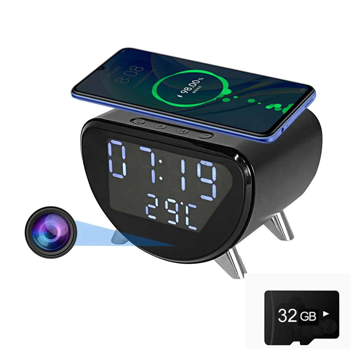 Ouvis 4K WiFi Clock Camera with Motion Detection App Control